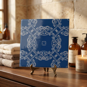 Classic Vintage Elegant Cobalt Blue And White Ceramic Tile