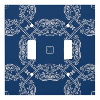 Classic Vintage Elegant Cobalt Blue And White  Light Switch Cover