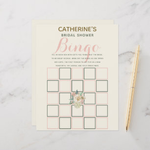 Classic Vintage Elegant Floral Bridal Shower Bingo