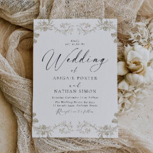 Classic Vintage Elegant Script Wedding Invitation