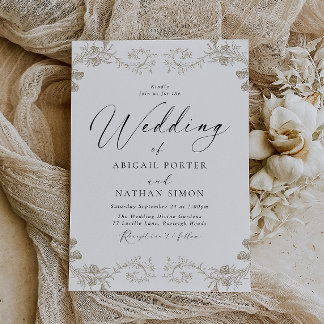 Classic Vintage Elegant Script Wedding Invitation