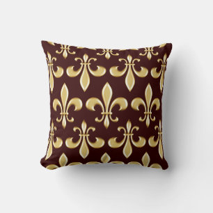 Classic Vintage Etching Fleur-de-lis Art Throw Pillow