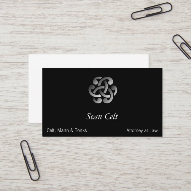 Classic Vintage Etching Interlace Motif Business Card (Front/Back In Situ)