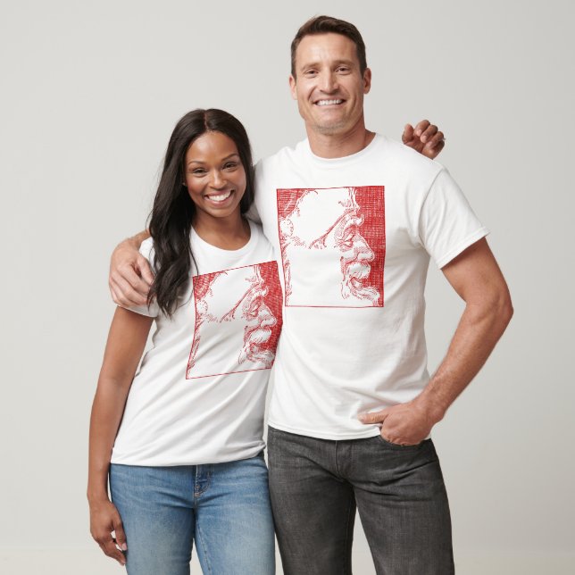 Classic Vintage Etching Santa Profile Art T-Shirt (Unisex)