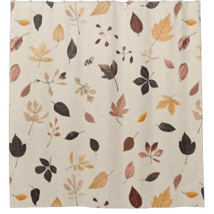 Classic Vintage Fall Leaves Yellowish Brown Tones Shower Curtain