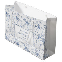 Classic Vintage Floral Blue Bridal Shower  Large Gift Bag