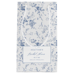 Classic Vintage Floral Blue Bridal Shower  Small Gift Bag