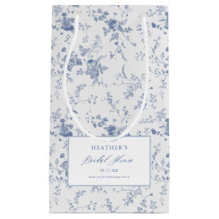 Classic Vintage Floral Blue Bridal Shower  Small Gift Bag