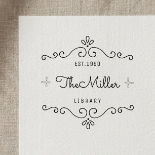 Classic Vintage Flourish Family Bookplate Rubber Stamp
