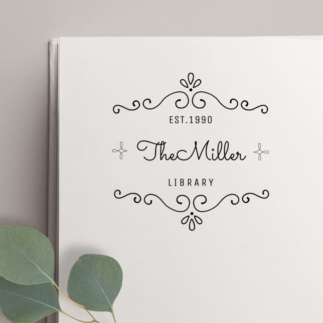 Classic Vintage Flourish Family Bookplate Rubber Stamp (Creator Uploaded)