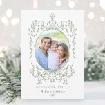 Classic Vintage Frame Merry Christmas Photo  Holiday Card<br><div class="desc">This flat christmas | holiday card features a simple sage green vintage frame with a photo.  For more advanced customization of this design,  please click the BLUE DESIGN TOOL BUTTON above!</div>