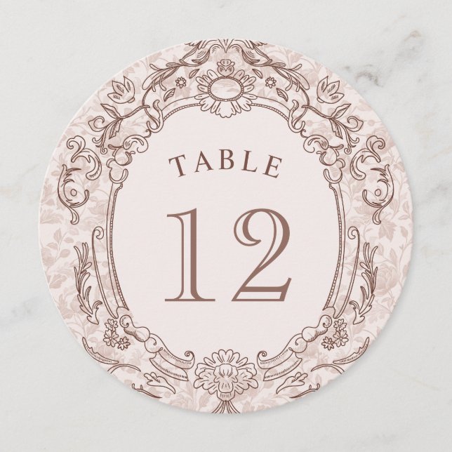 Classic Vintage Frame Round Table Number (Front)