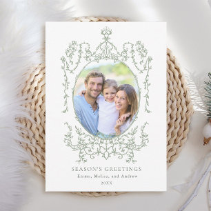 Classic Vintage Frame Season's Greetings Photo Holiday Card
