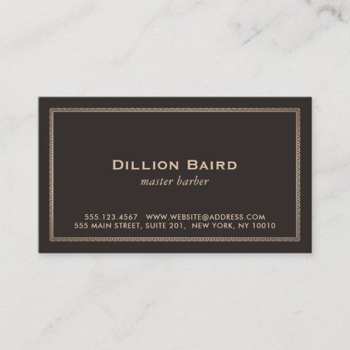 Classic Vintage Gold Border Dark Brown Business Card