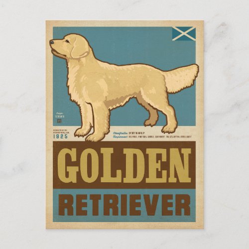 Classic Vintage Golden Retriever Postcard