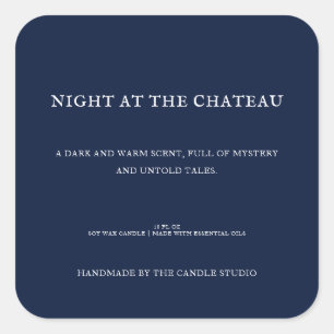 Classic Vintage Gothic Dark Blue Packaging Candle Square Sticker