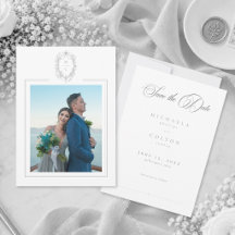 Classic Vintage Gray Black Floral Wedding Photo