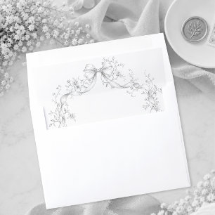 Classic Vintage Gray Black Floral Wreath Wedding Envelope Liner