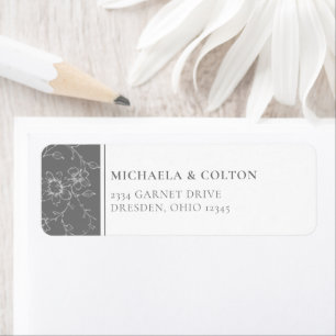 Classic Vintage Gray Black Floral Wreath Wedding Label