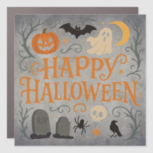 Classic, vintage Happy Halloween Car Magnet