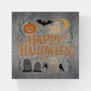 Classic, vintage Happy Halloween  Paperweight