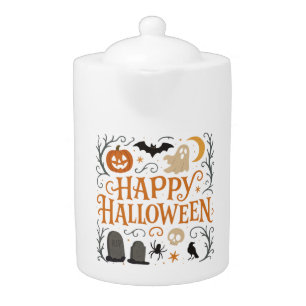 Classic, vintage Happy Halloween Teapot