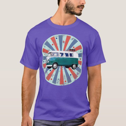Classic Vintage Hippie Bus Van   Distressed Gift T_Shirt