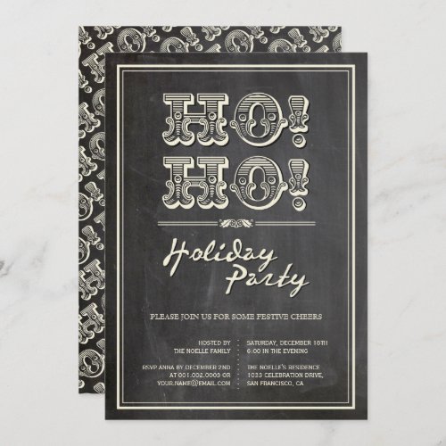Classic Vintage HO HO Holiday Party Invite
