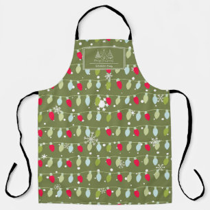 Classic Vintage Holiday Pattern-Christmas Lights 2 Apron