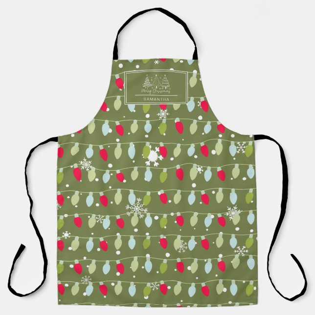 Classic Vintage Holiday Pattern-Christmas Lights 2 Apron (Front)