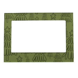 Classic Vintage Holiday Pattern-Christmas Tree Magnetic Frame