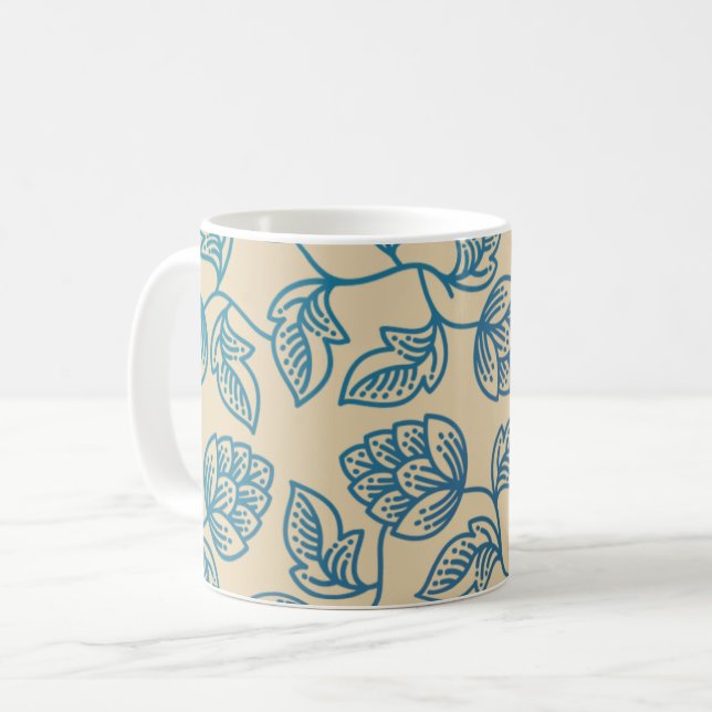 Classic Vintage Hop Leaves Pattern Coffee Mug (Front Left)