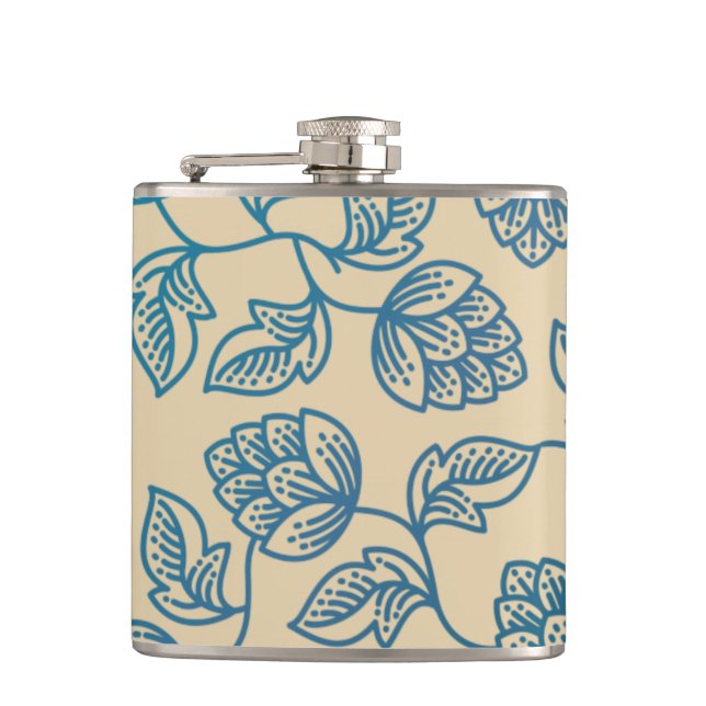 Classic Vintage Hop Leaves Pattern Flask (Front)