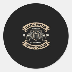 classic vintage hot rod custom classic round sticker