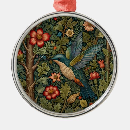 Classic vintage hummingbird art bohemian chic metal ornament