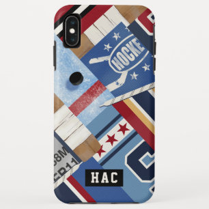 Classic Vintage Ice Hockey Patchwork Shirts & Puck iPhone XS Max Case