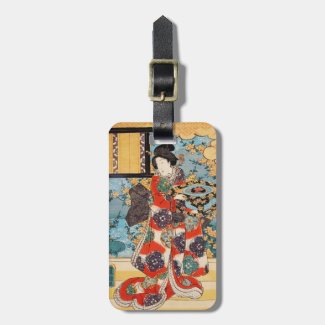 Classic vintage japanese geisha  ukiyo-e Utagawa Bag Tag