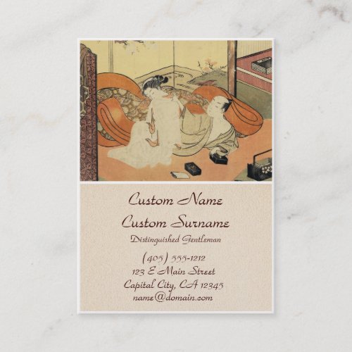 Classic vintage japanese ukiyo-e oiran art business card template