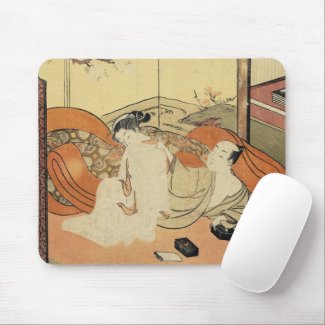Classic vintage japanese ukiyo-e oiran art mouse pad