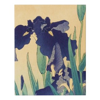 Classic vintage japanese ukiyo-e violet irises art faux canvas print