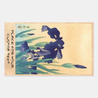 Classic vintage japanese ukiyo-e violet irises art rectangular sticker