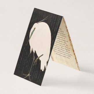 Classic vintage japanese ukiyo-e white crane art business card
