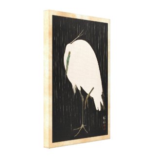 Classic vintage japanese ukiyo-e white crane art canvas print