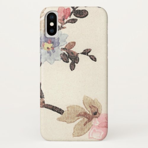 Classic Vintage Light Pink  Blue Floral Design iPhone XS Case
