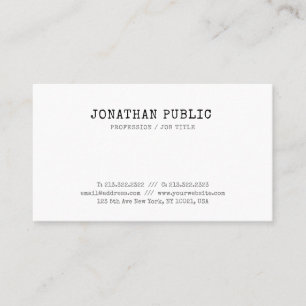 Classic Vintage Look Elegant Design Plain Trendy Business Card
