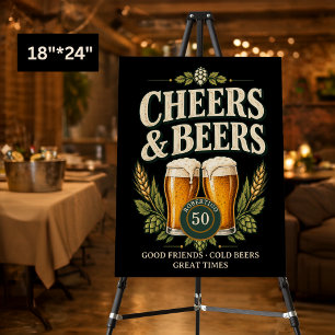 Classic Vintage Men's Cheers & Beers 50th Birthday Foam Board