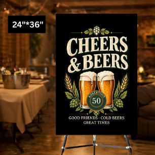 Classic Vintage Men's Cheers & Beers 50th Birthday Foam Board