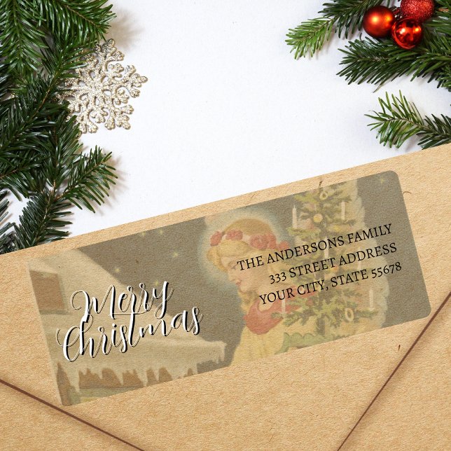 Classic Vintage Merry Christmas Angel Label (Creator Uploaded)