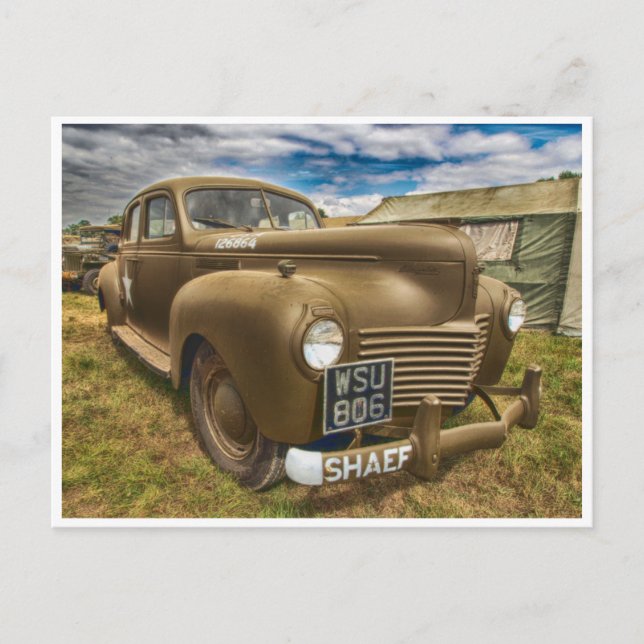 Classic vintage military antique car postcard (Front)