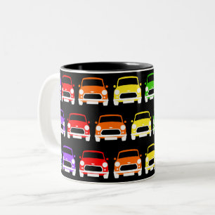 Classic Vintage Mini Cooper Rainbow Two-Tone Coffee Mug
